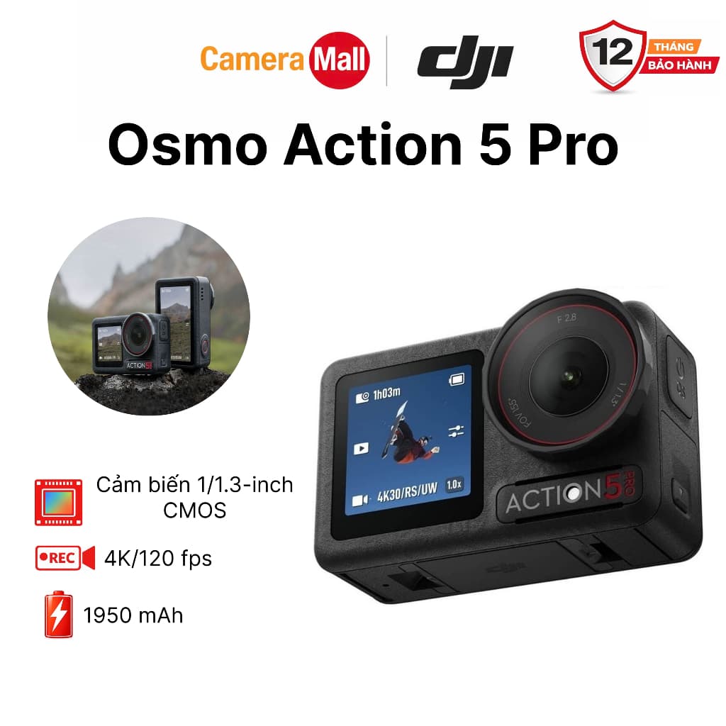 Camera hành động DJI Osmo Action 5 Pro máy quay hành trình 4K 120fps, chế độ màu HLG, quay đêm rõ nét  (DJI OA 5 Pro)